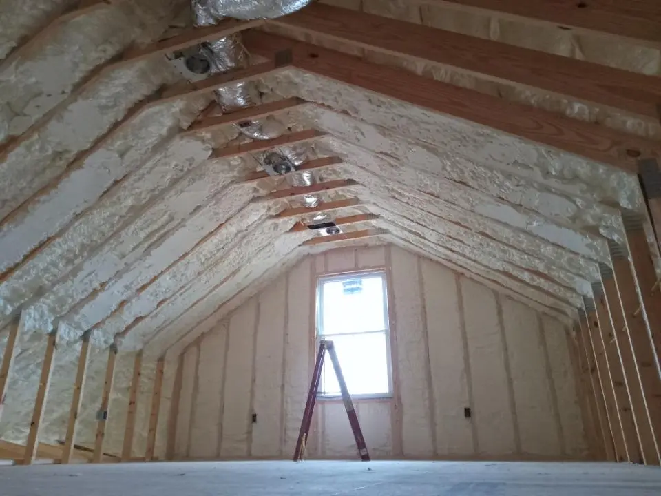 Spray foam roofing application for Crawl Space Insulation project in Lawrence